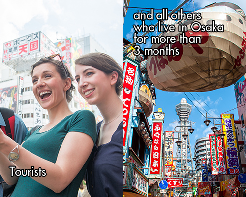 Tourists and all others who live in Osaka for more than 3 months